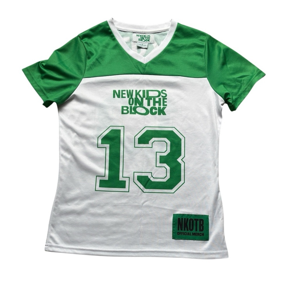New Kids On The Block NKOTB Women’s Green & White Jersey Tour Tee Size Small